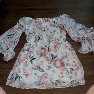 Indulge Strapless Floral Dress - Pink and Gray